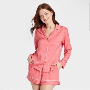 Auden Coral Satin Pajama Set